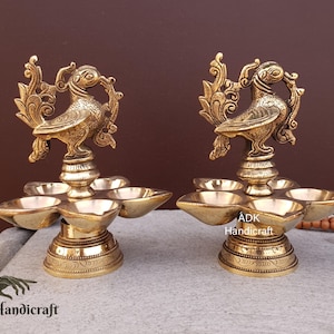 Brass Annam Bird Design Diya in Brass, 6" Inch Big Brass Oil Lamp Diya, Decorative & Traditional Indian Oil Lamps For Home Temple Dia lamp