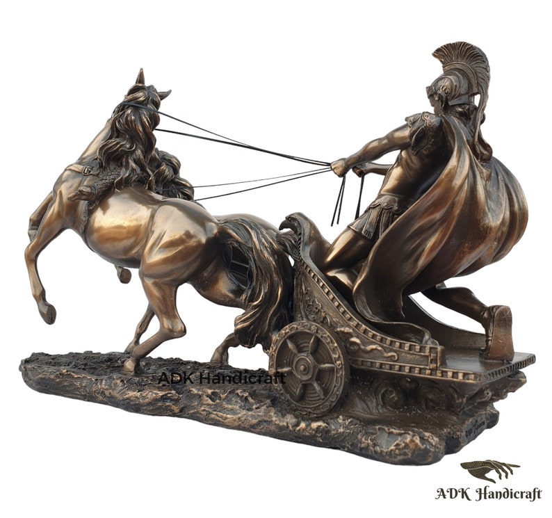 Roman Chariot With Horses Statue, 10