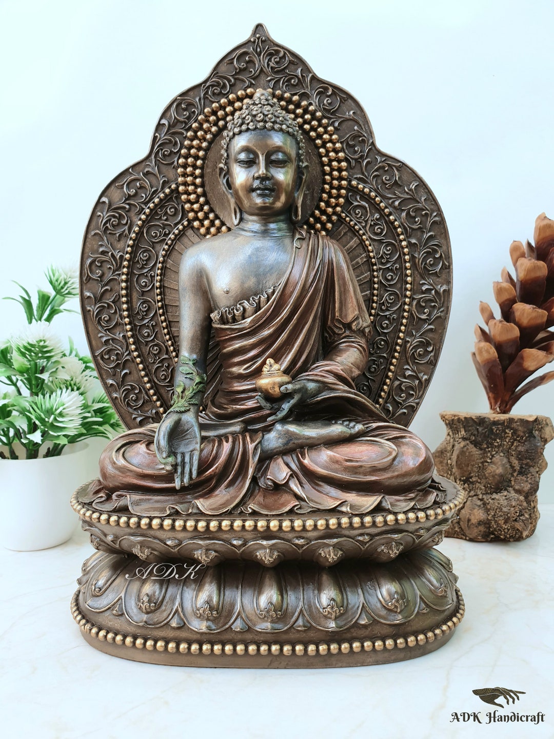 一刀彫 仏陀坐像 26cm 仏像 仏陀 ブッダ オブジェ 仏像の置物 仏陀の