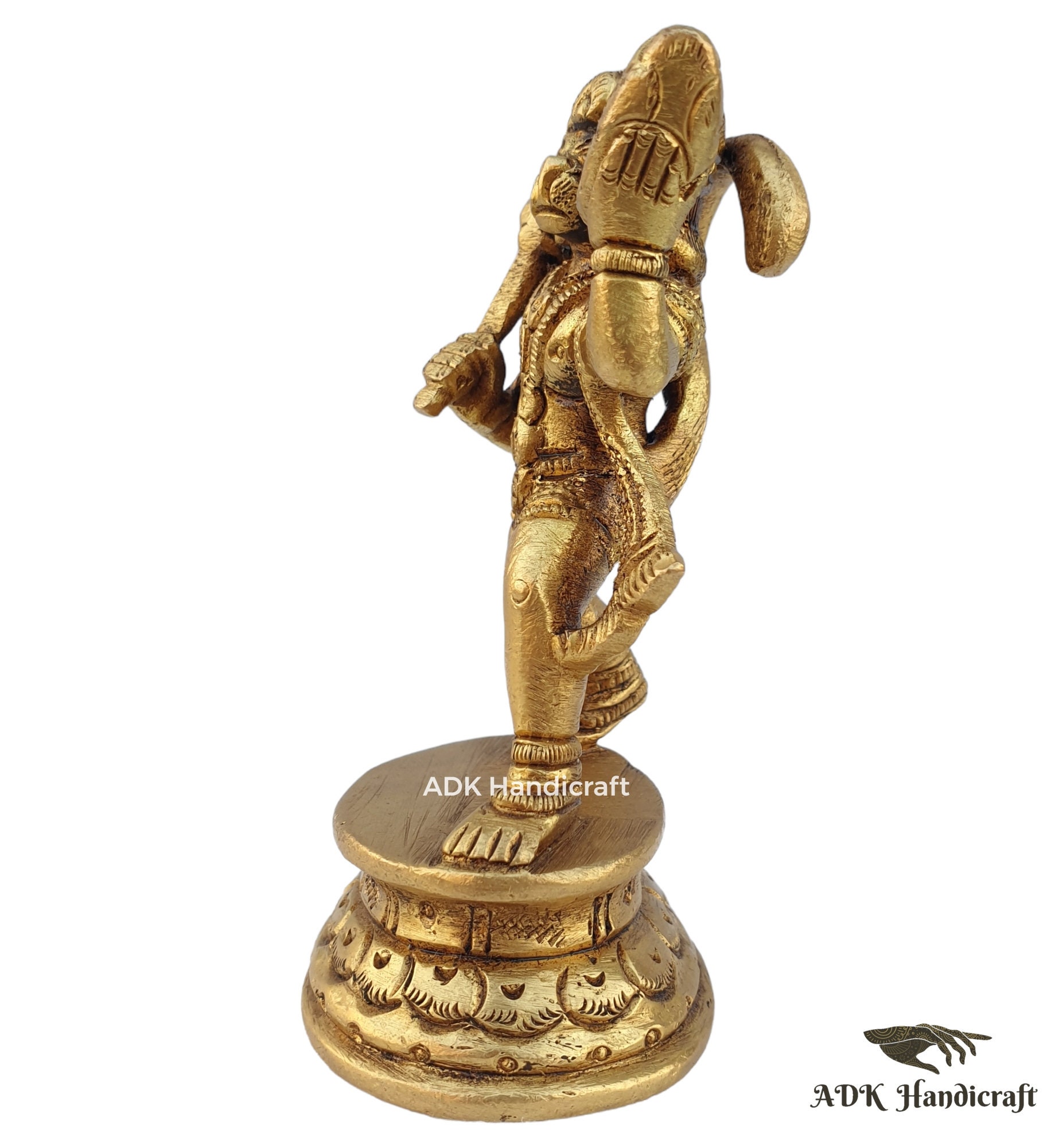 Lord Hanuman Statue in Brass Carrying Sanjivani Mountain, 4" Inch Fine ...