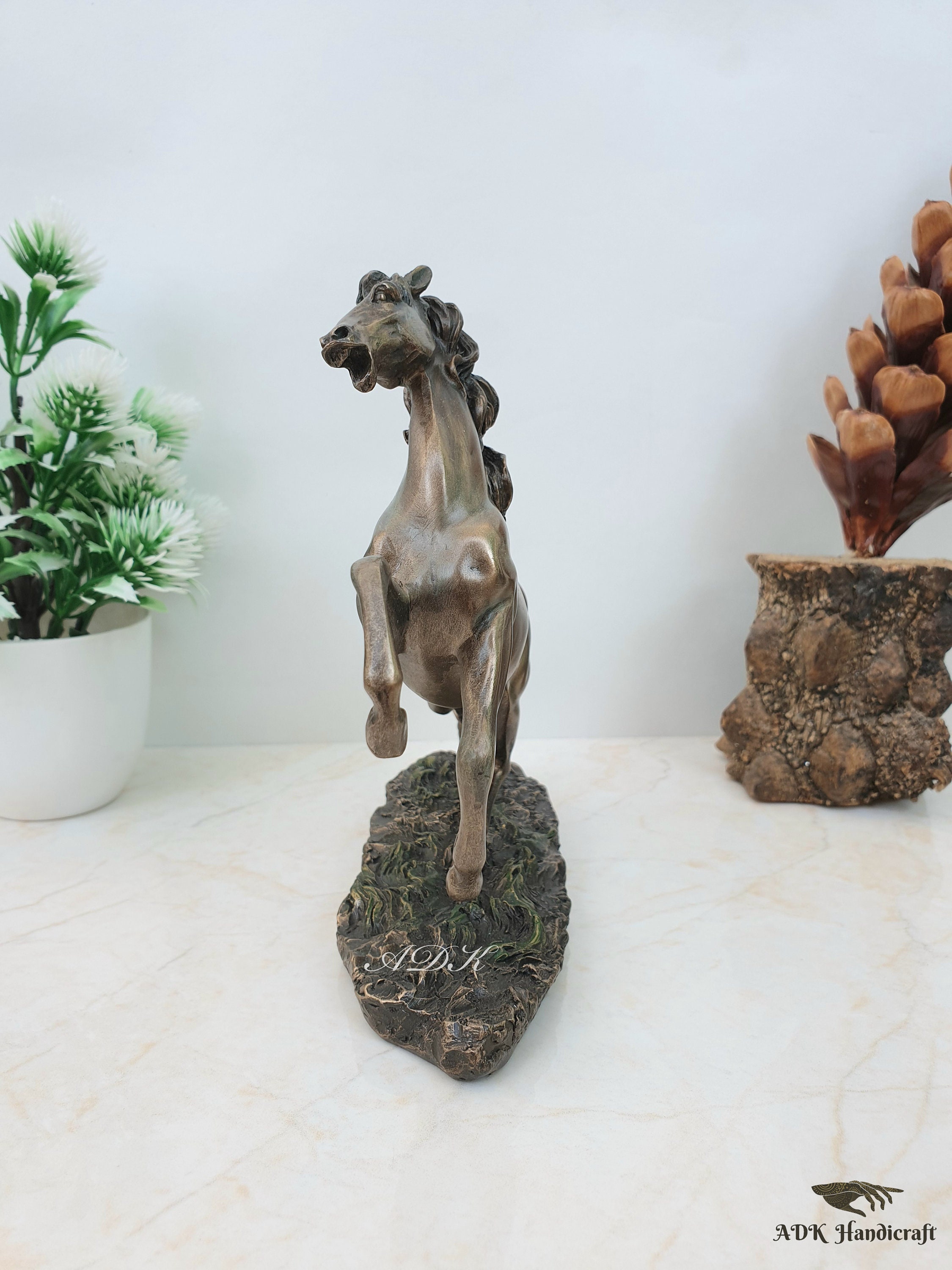 馬の彫刻、15 CM、接着ブロンズ動物像、馬の置物、幸運、ラッキー馬