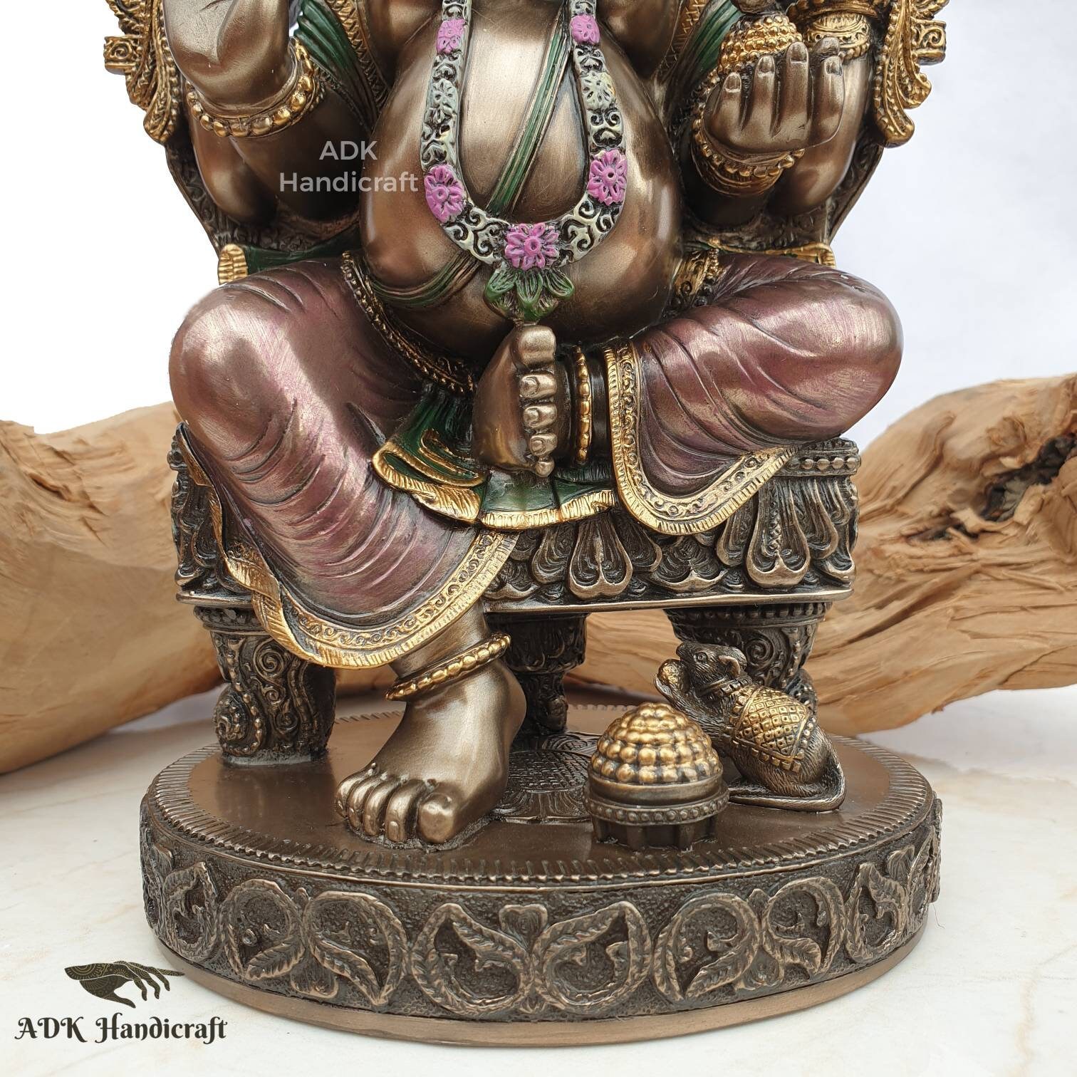 ガネーシャ像、10インチの接着ブロンズ製ガネーシャ神偶像、ガナパティ