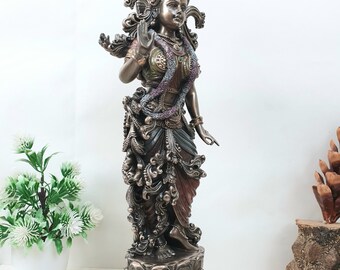 ラダ像、高さ15インチのブロンズ製女神ラダ像、インドの女性像