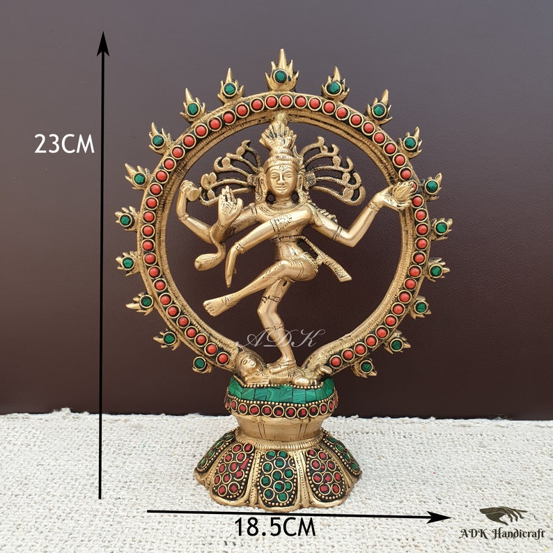 Brass Dancing Shiva Nataraja Statue, Brass Lord Shiva, Dancing Shiva Natraja Idol, Temple Mandir Altar Yoga Studio Home Decor, 23CM Big Shiv image 9