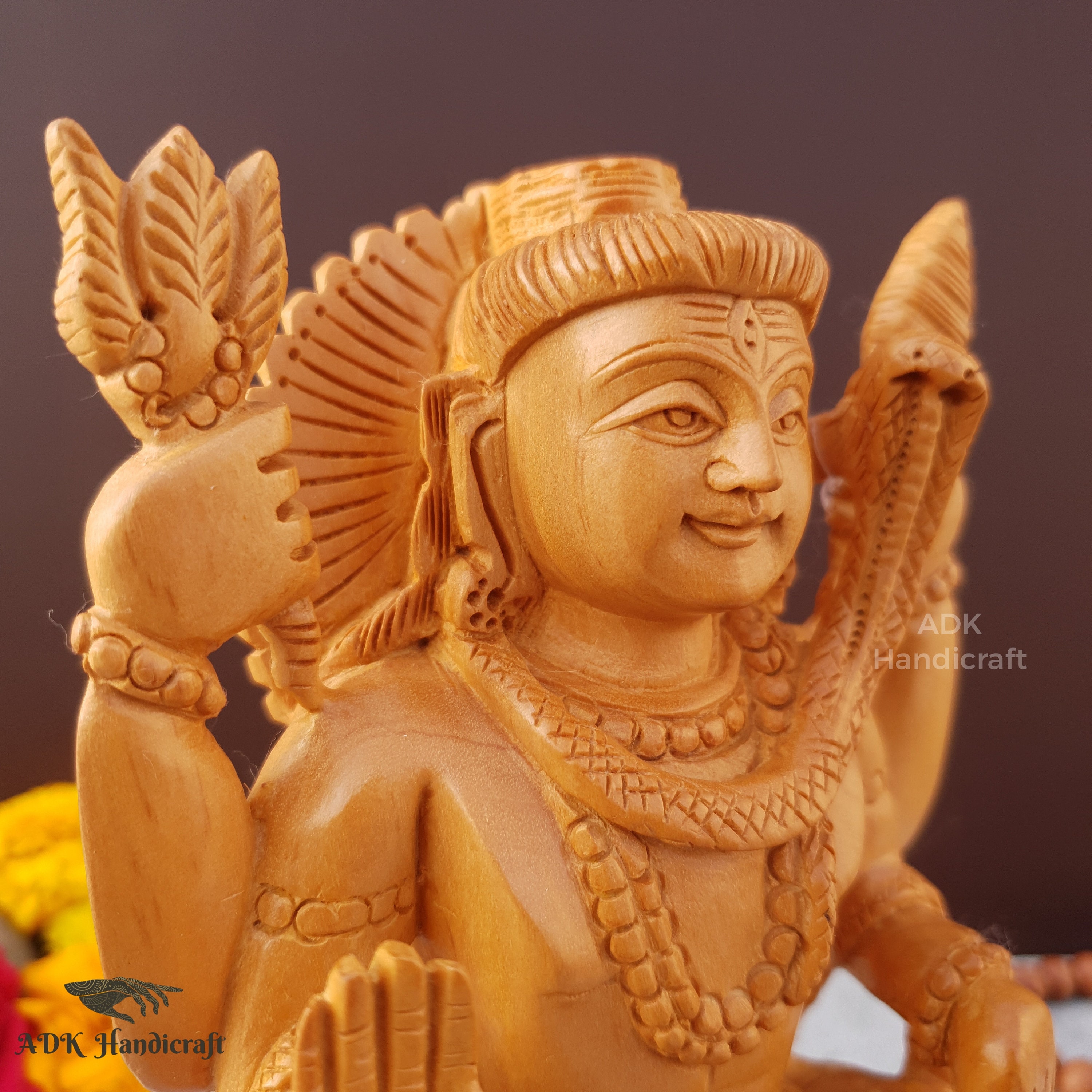 シヴァ神の像、木製のシヴァ神像、6インチのシヴァ、マハデヴァ