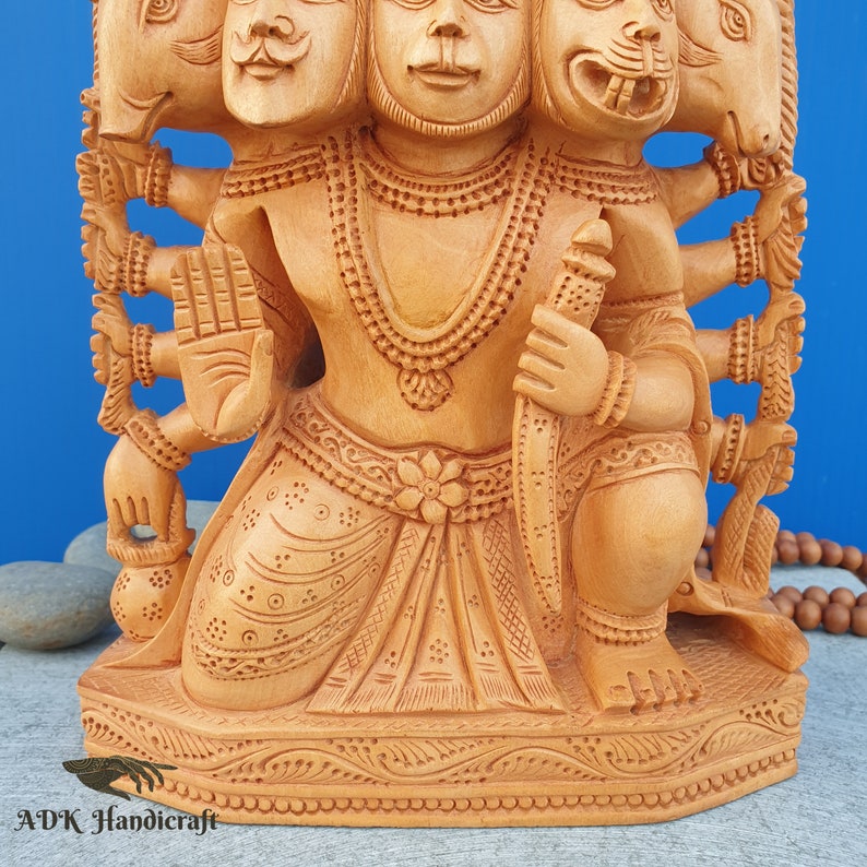 Wooden Panchmukhi Hanuman Statue 9 Inch Lord Hanuman Etsy