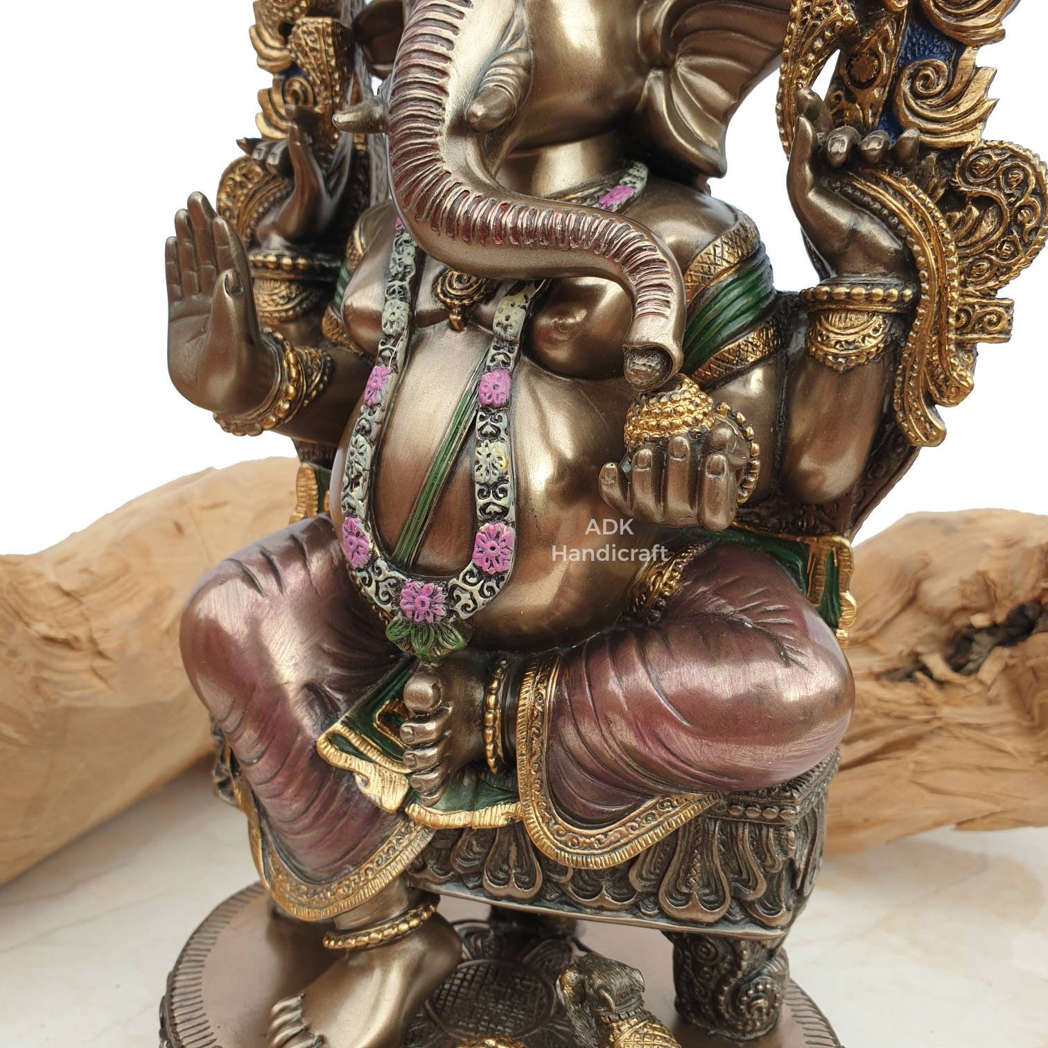 ガネーシャ像、10インチの接着ブロンズ製ガネーシャ神偶像、ガナパティ