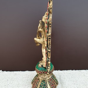 Brass Dancing Shiva Nataraja Statue, Brass Lord Shiva, Dancing Shiva Natraja Idol, Temple Mandir Altar Yoga Studio Home Decor, 23CM Big Shiv image 8