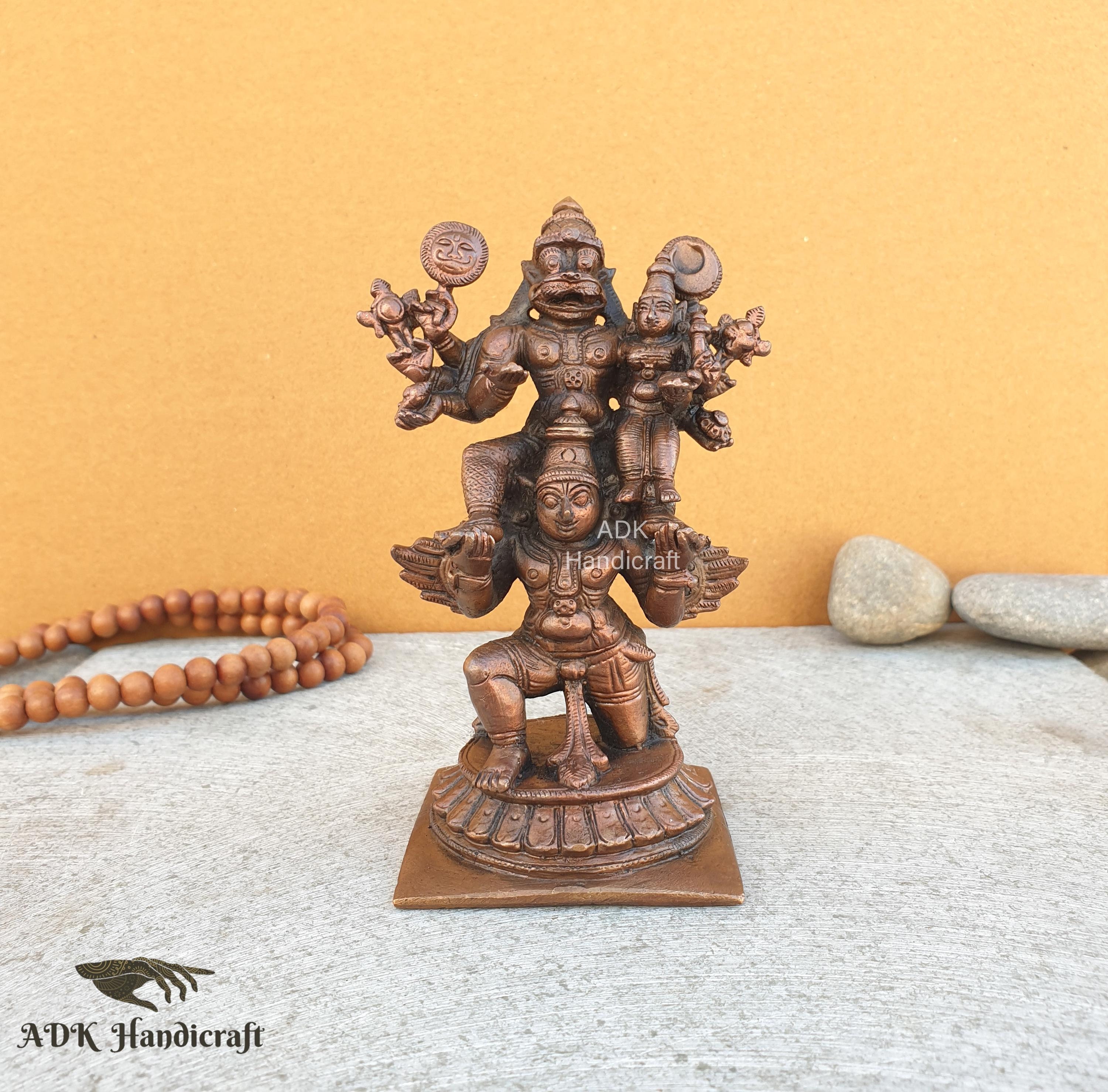 Copper Metal Laxmi Narasimha Swamy on Garuda Statue, 5