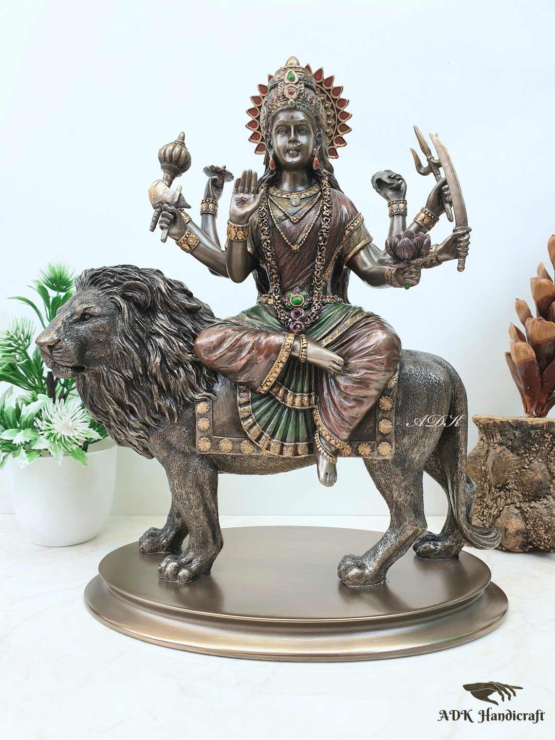 貴重品、女神ドゥルガ フレーム付き、インド、ヒンドゥー教、パールヴァティ、シヴァ il_1080xN.3217095441_2ym8.jpg