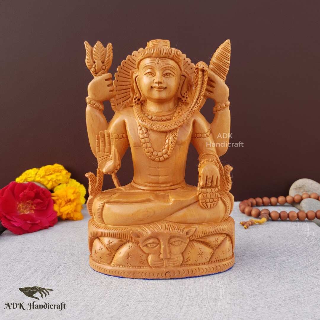 シヴァ神 木像 シヴァ神の像、木製のシヴァ神像、6インチのシヴァ、マハデヴァ