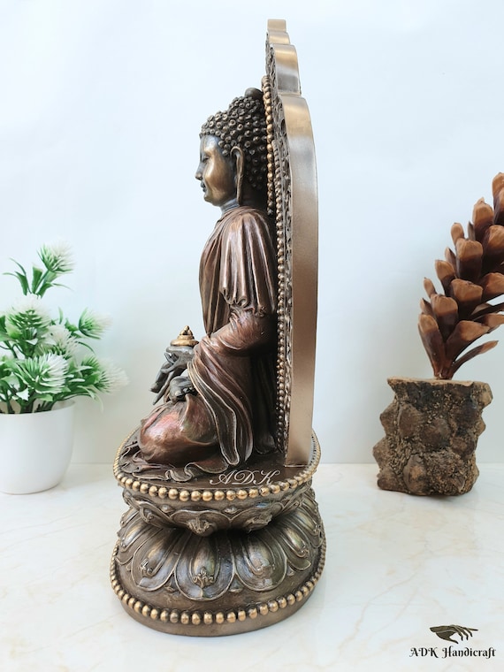 石彫 降魔坐の仏像 瞑想の型 仏教 オブジェ 高さ41.5cm 重さ19.2kg