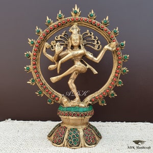 Brass Dancing Shiva Nataraja Statue, Brass Lord Shiva, Dancing Shiva Natraja Idol, Temple Mandir Altar Yoga Studio Home Decor, 23CM Big Shiv image 10