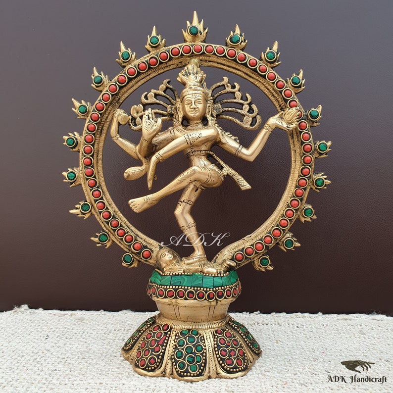 Messing dansende Shiva Nataraja standbeeld, messing Lord Shiva, dansende Shiva Natraja idool, tempel Mandir altaar yoga studio home decor, 23CM grote Shiv afbeelding 10