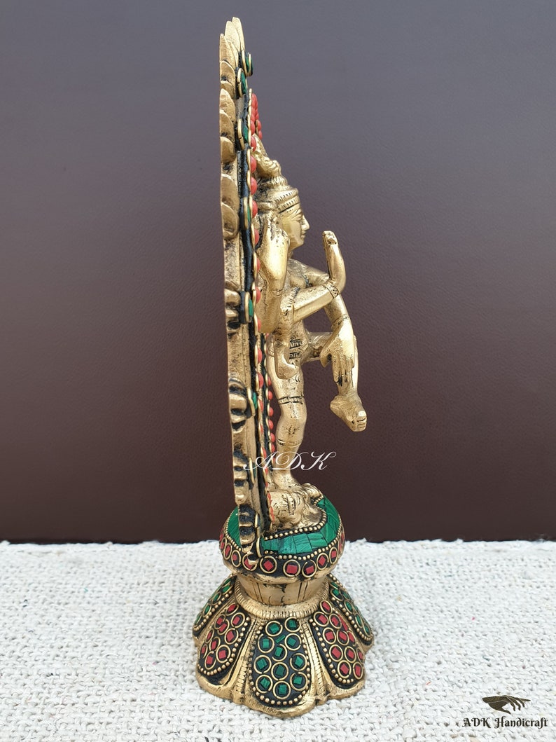 Brass Dancing Shiva Nataraja Statue, Brass Lord Shiva, Dancing Shiva Natraja Idol, Temple Mandir Altar Yoga Studio Home Decor, 23CM Big Shiv image 7