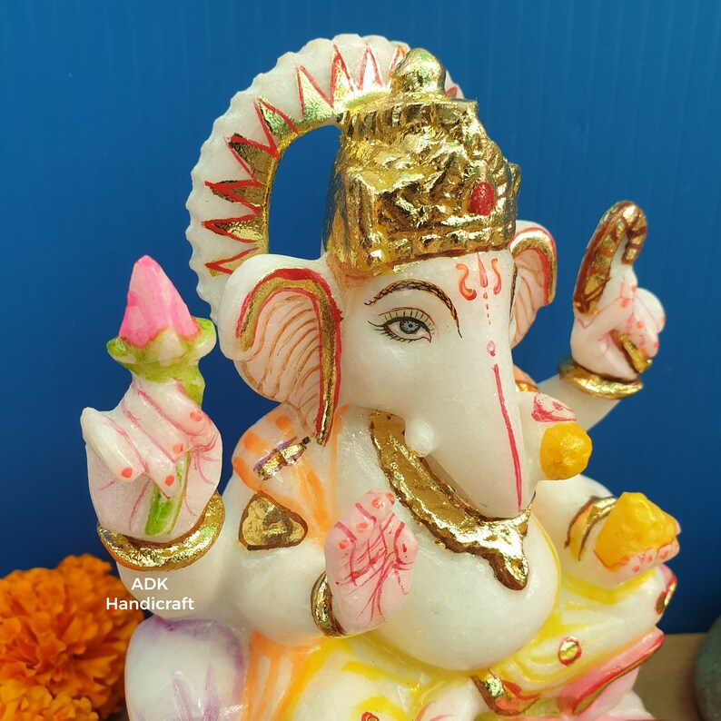 Ganesha Statue in Marble 6 Inch Lord Ganesh Idol Etsy