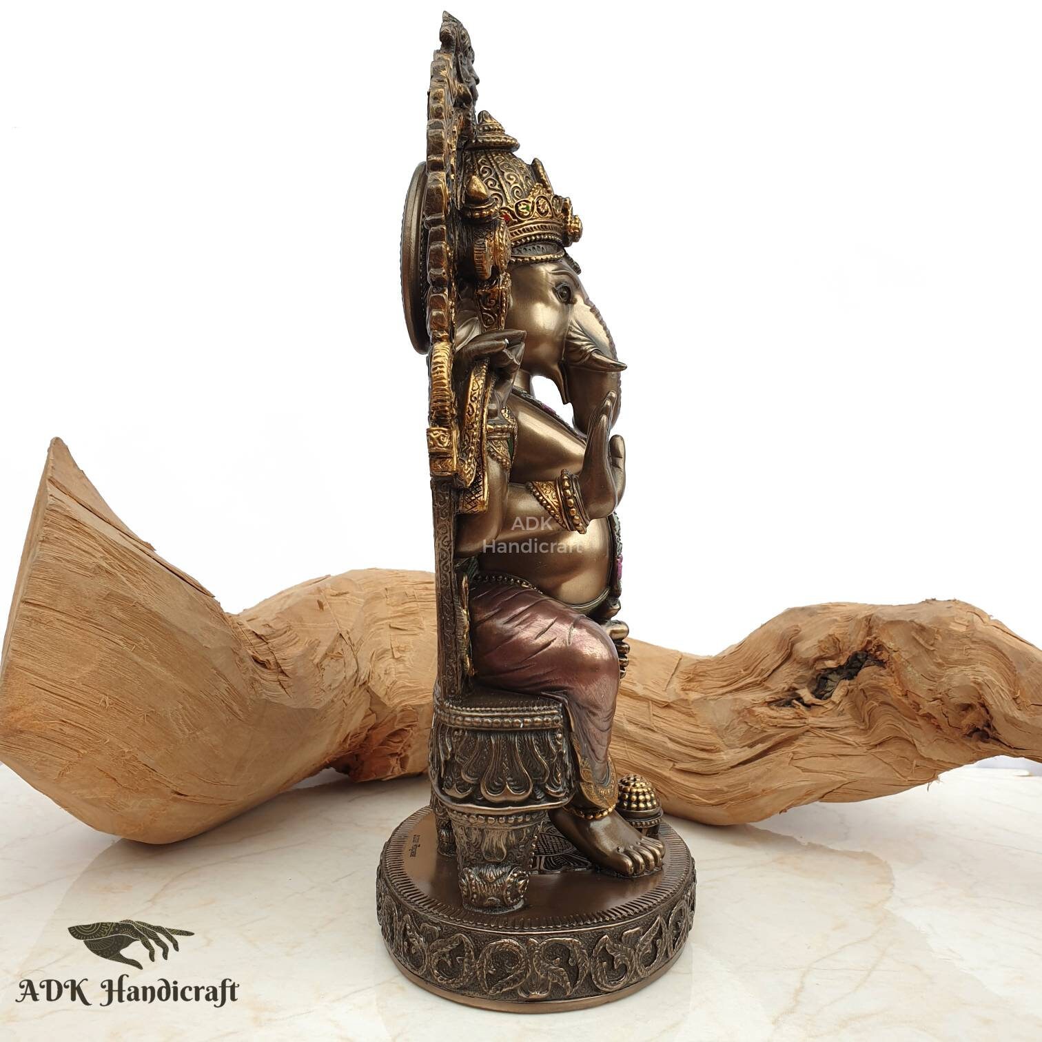 ガネーシャ像、10インチの接着ブロンズ製ガネーシャ神偶像、ガナパティ