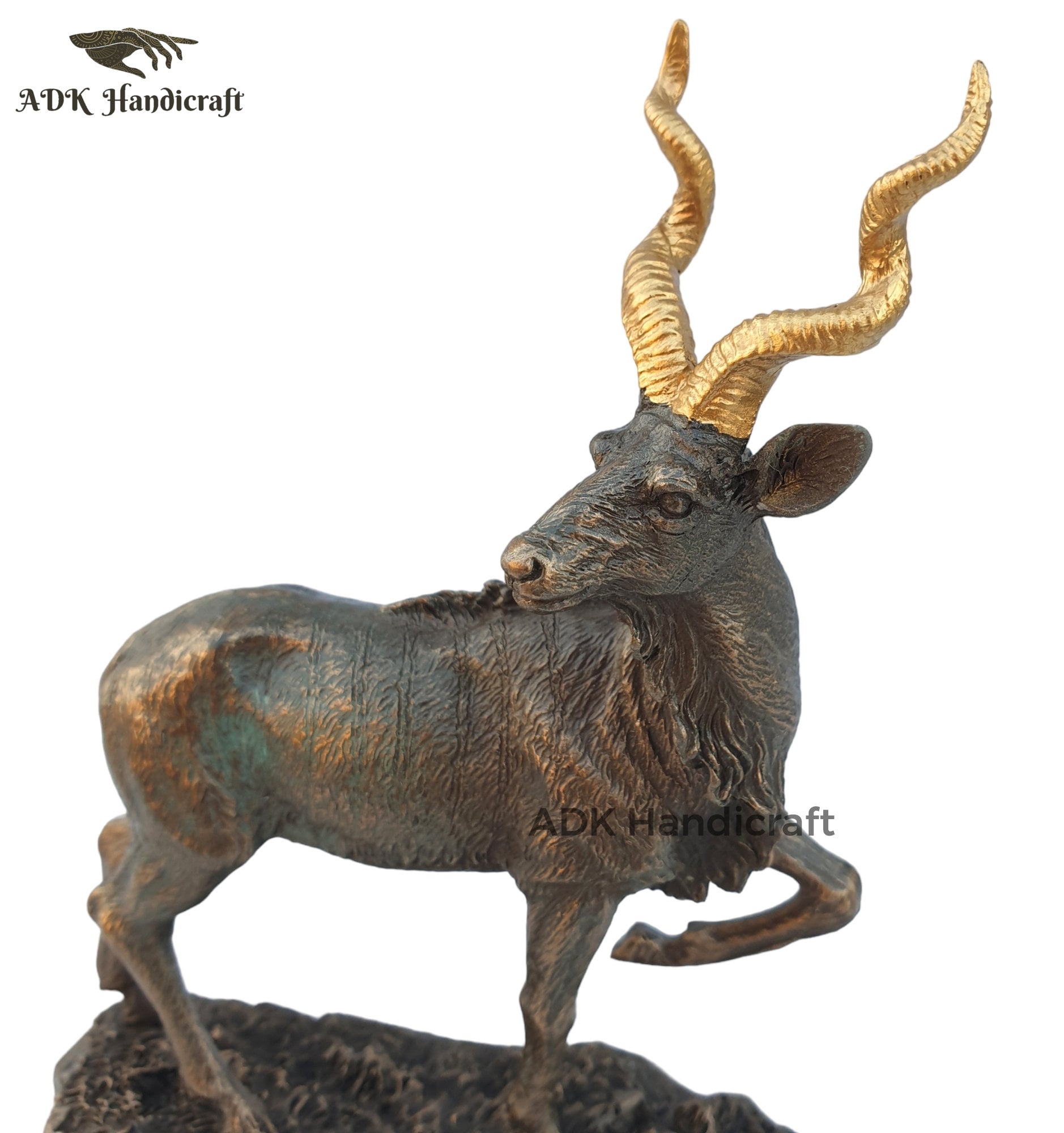 1036 鹿 シカ ブロンズ 像 金属製 山室百世 金工 鋳銅 春 ブロンズ 銅製 置物 オブジェ 鹿 シカ 蝶