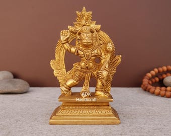 Messing Veer Hanuman-Statue, 4 "Zoll-stehende Hanuman-Statue, Lord Hanuman Idol, Bajrangbali Murti, hinduistischer Affengott Anjaneya Morti Ram Bhakti