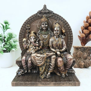 Shiv Parivar Statue, 21 CM Bonded Bronze Handmade Shiva Family Statue, Lord Shiva, Goddess Parvati, Lord Ganesha,Shiv Family Idol, Hindu God