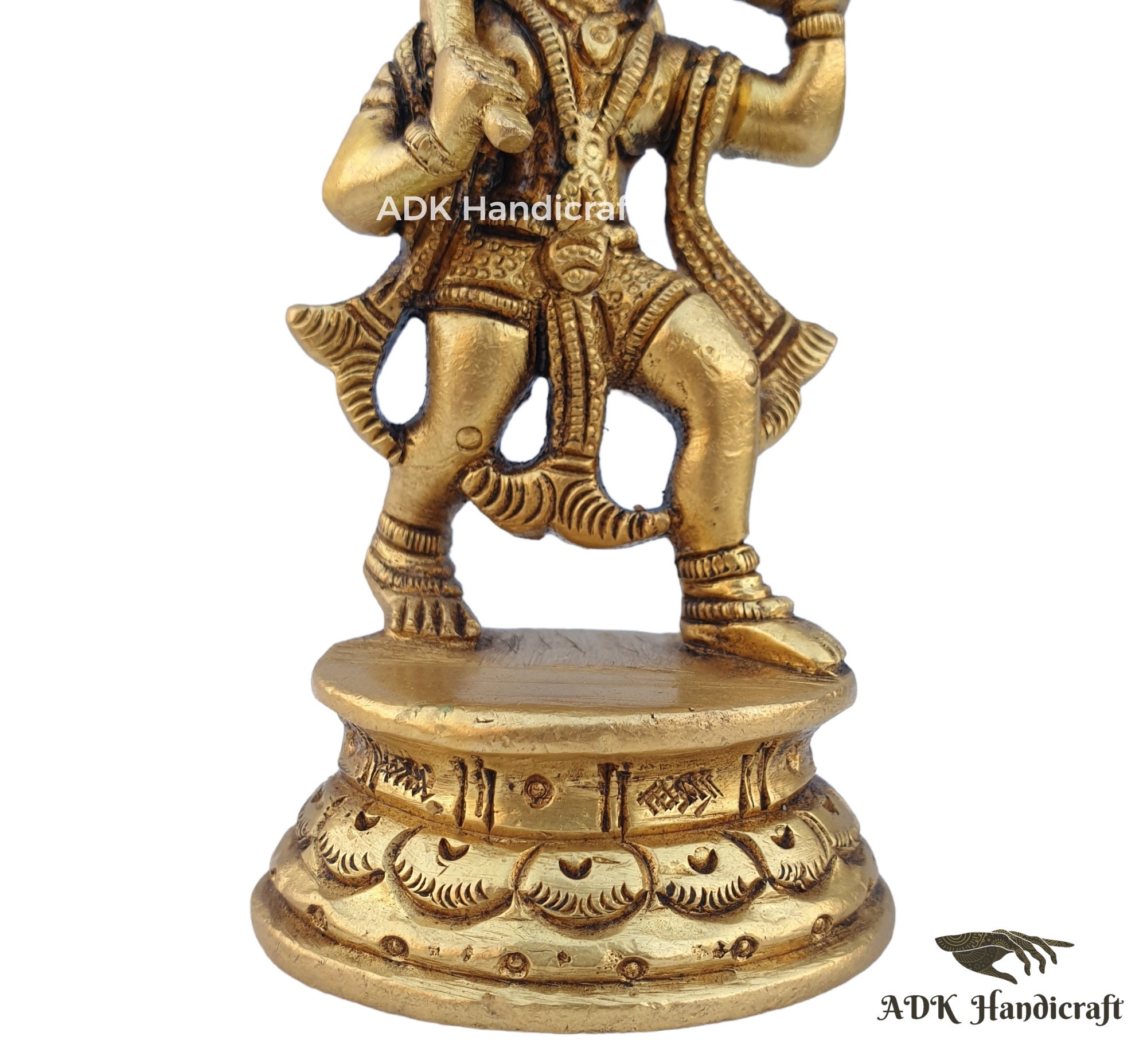 Lord Hanuman Statue in Brass Carrying Sanjivani Mountain, 4" Inch Fine ...