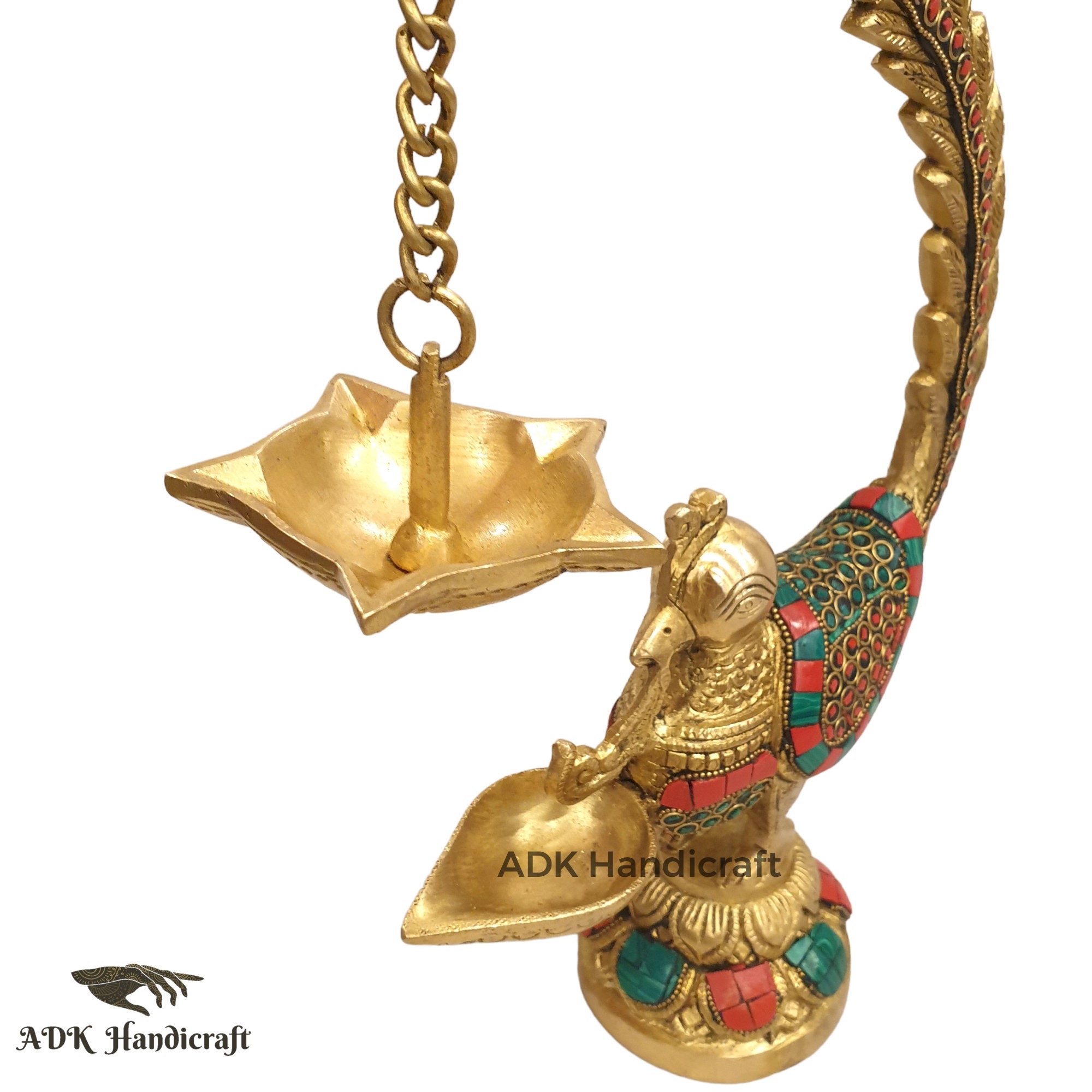 Brass Big Annam Bird Diya Set, 12