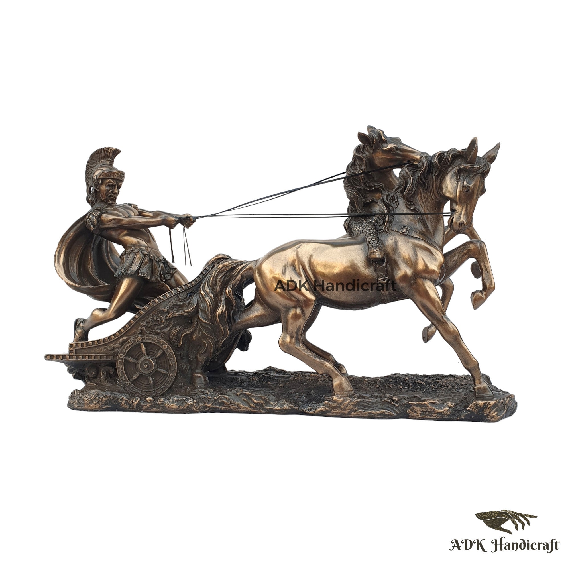 Roman Chariot With Horses Statue, 10