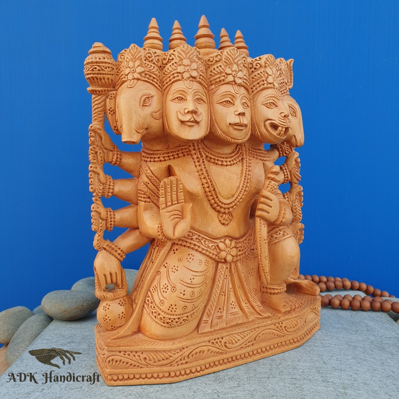 Wooden Panchmukhi Hanuman Statue 9 Inch Lord Hanuman Etsy