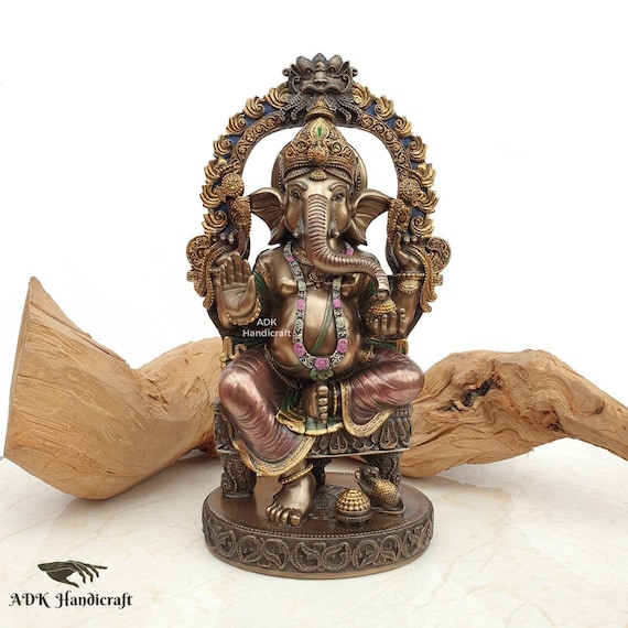 ガネーシャ像、10インチの接着ブロンズ製ガネーシャ神偶像、ガナパティ