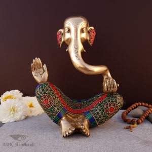 Brass Ganesha Statue, 8&quot; Inch Abstract Lord Ganesh Statue, Brass Ganesha,Modern Ganesha Statue,Ganesha iol,Vinayaka Murti,House Warming Gift