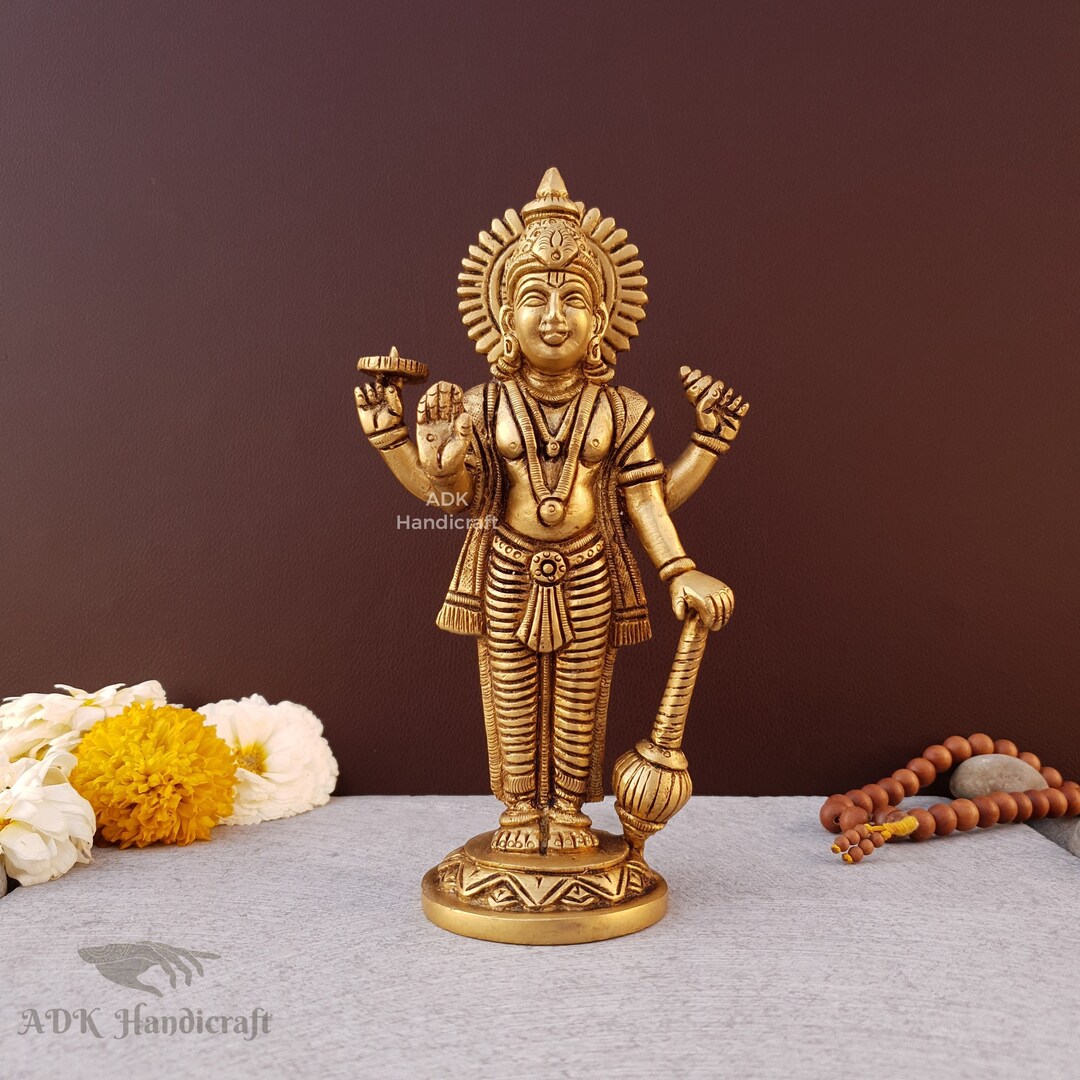 Amazon｜JY Lord Vishnu God Idol in Ashtdhatu (真鍮)｜仏像