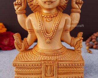 バイラヴ像 - 5 インチ、カラ バイラヴァ神、木製手彫りマハカル