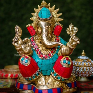 Brass Ganesha Statue, 6.5&quot; Inch Lord Ganesh Statue, Ganpati Murti, Vinayaka Idol, Ganesha idol, Ganesh , Elephant God,Hindu God Of Good Luck