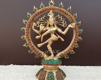 Brass Dancing Shiva Nataraja Statue, Brass Lord Shiva, Dancing Shiva Natraja Idol, Temple Mandir Altar Yoga Studio Home Decor, 23CM Big Shiv