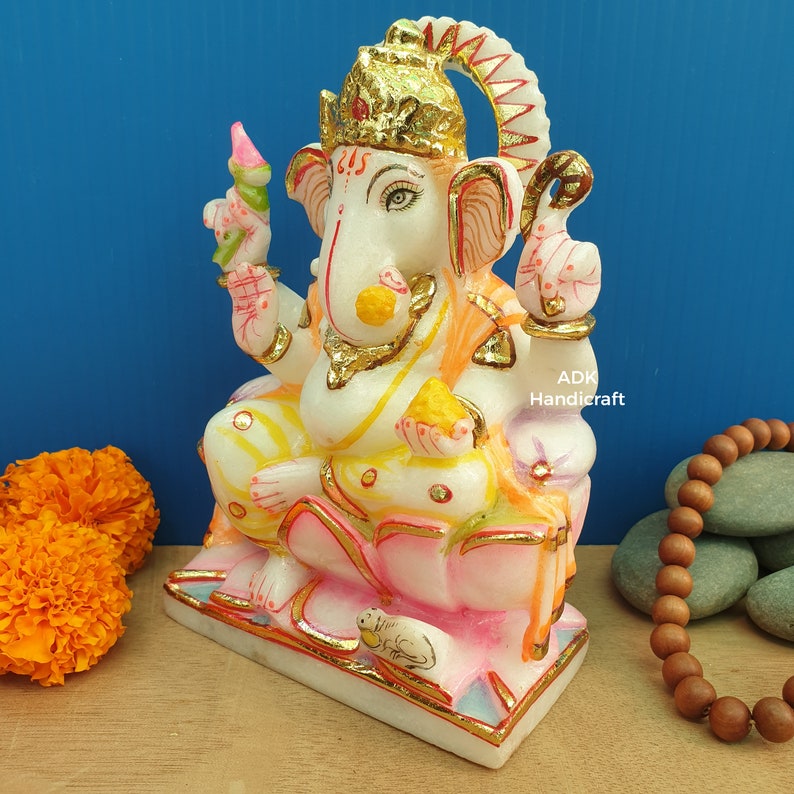 Ganesha Statue in Marble 6 Inch Lord Ganesh Idol Etsy