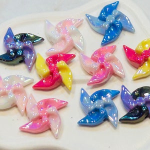 10 pcs windmill decoration beads, beads for pen, DIY supplies windmill Beads, Acrylic Beads, Fan Beads, random color