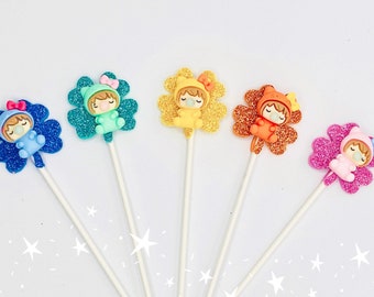 12pcs Glitter Cake Toppers with cute nipple baby Cupcake topper, Cake Decor, Party Decor, Birthday Party Decoration, newborn baby shower
