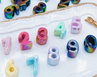 20PCS Acrylic Number Beads 0-9, Pen Beads for DIY Beaded Pens, Numeric Spacer Beads, Bracelet Making, Keychain Crafts, Jewelry Supplies