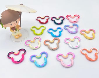 Mickey Shape Keychain Clip, Color Block Carabiner Keychain, 3 Color Key Ring, Cute Bag Charm, Gift for Kids & Disney Lovers