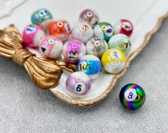 15pcs Billiard Table Tennis Beads mix set, Beading Materials, Beads for pen, DIY supplies 16mm acrylic Beads, Handmade Beading with Kids