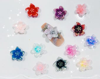85pcs Luminous large size lily flowers mini charms for 3D nail art, DIY phone cases, DIY crafts, Manicure DIY Designs for braclets