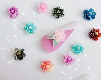 100pcs Luminous lotus flowers mini charms for 3D nail art, DIY phone cases, DIY crafts, Manicure DIY Designs for braclets