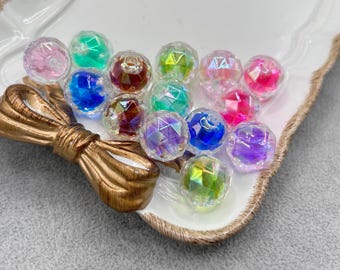 15 pcs disco ball beads, beads for pen, DIY supplies 15mm  Bubblegum Beads, Acrylic Beads, Sparkly Beads, Glitter beads random color