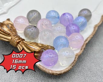 Spielraum! 10-15 Stück Galaxy Perlen, Perlen für Stift, DIY 16 mm Galaxy Bubblegum Perlen, Acrylperlen, Sparkly Beads, Glitter Perlen