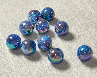 10 pcs Galaxy beads, beads for pen, DIY supplies 16mm Galaxy Bubblegum Beads, Acrylic Beads, Sparkly Beads, Glitter beads