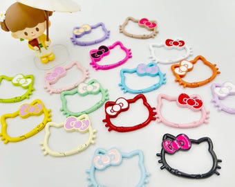 Hello Kitty shape Gradient Keychain Carabiner, Cute Pastel Rainbow Bag Charm, Kawaii Anime Key Holder Gift large size