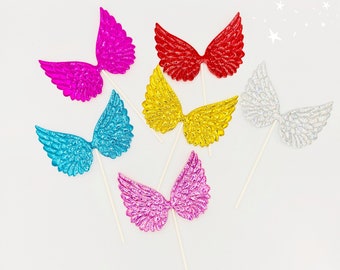 Glitter Cake Toppers Large Size Angel Wings Cupcake topper, Cake Decor, Party Decor, Birthday Party Decoration, wedding decor