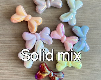 12 pcs Medium size bowknot decoration beads, beads for pen, DIY supplies 33mm*20mm bows Beads, Acrylic Beads, Sparkly Beads, random color