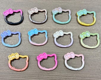 Hello Kitty shape Gradient Keychain Carabiner, Cute Pastel Rainbow Bag Charm, Kawaii Anime Key Holder Gift