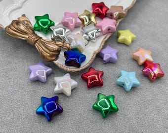 20pcs Star Acrylic Beads 20mm Glitter Sparkle Beads for Pen Toppers Jewelry Keychains Crafts DIY Supplies Xmas Halloween Gifts